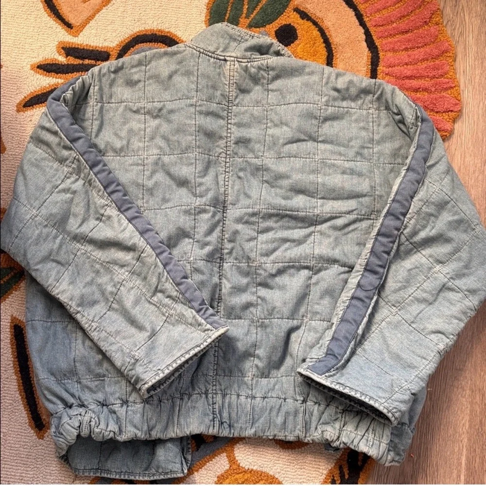 NEW EXCELLENT Free People Dolman Medium Wash Blue Quilted Denim Jacket Large - Picture 6 of 8